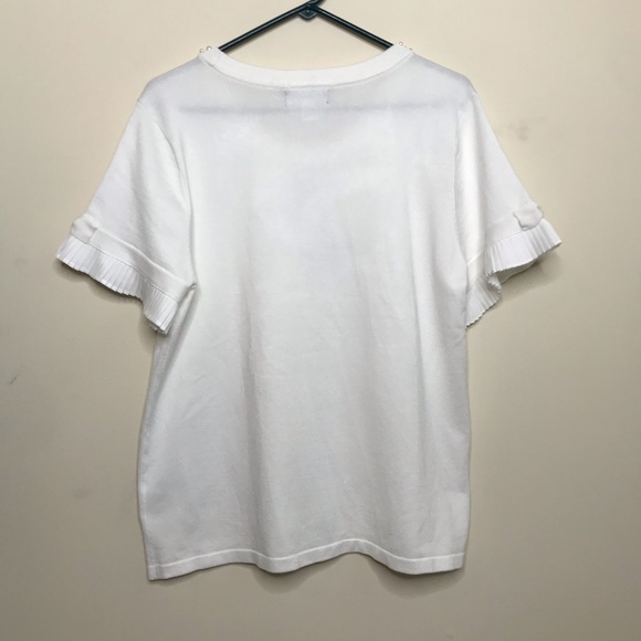 Karl Lagerfeld Top Beaded Neckline Ruffle Sleeve - Picture 9 of 9